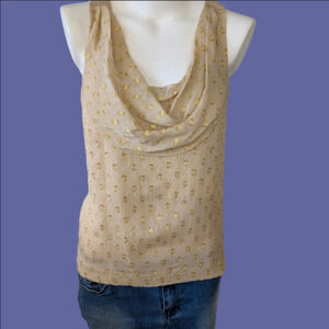J. Crew  Tank Top Gold  Metallic Polkadot Size 4